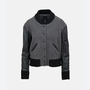 Smythe Charcoal and Black Varsity Jacket Sz 6